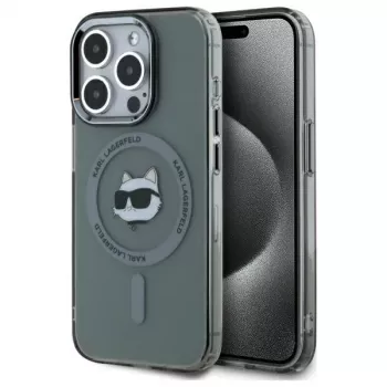 Karl Lagerfeld KLHMP15LHLSCHK iPhone 15 Pro 6.1 Hardcase IML Metal Choupette Head MagSafe Schwarz