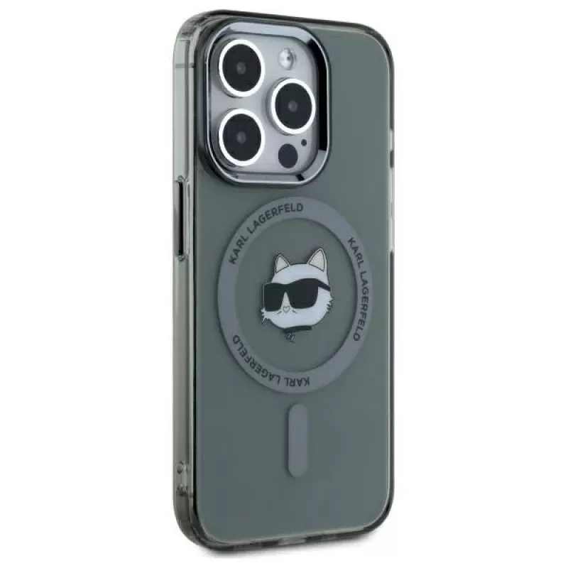 Karl Lagerfeld KF002417 iPhone 15 Pro Max 6,7 inch Black Hardcase IML Metal Choupette Head MagSafe