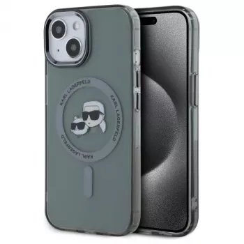 Karl Lagerfeld KLHMP15SHLSKCK Hardcase IML Metal Karl & Choupette Head MagSafe für Apple iPhone 15 6,1 inch Schwarz