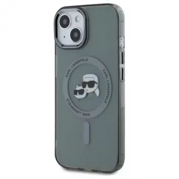 Karl Lagerfeld KLHMP15SHLSKCK Hardcase IML Metal Karl & Choupette Head MagSafe für Apple iPhone 15 6,1 inch Schwarz