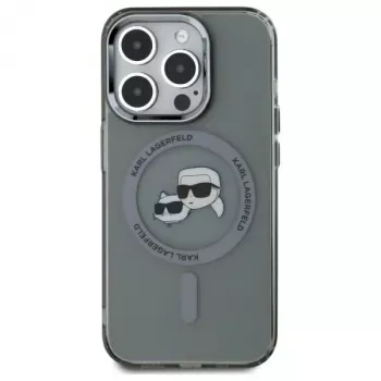 Karl Lagerfeld KLHMP15LHLSKCK Hardcase für iPhone 15 Pro 6,1 inch Schwarz IML Metal Karl & Choupette Head MagSafe