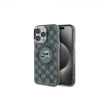Karl Lagerfeld KLHMP15LHMCKMHK iPhone 15 Pro 6,1 inch Black IML Monogram Karl & Choupette Head MagSafe Case