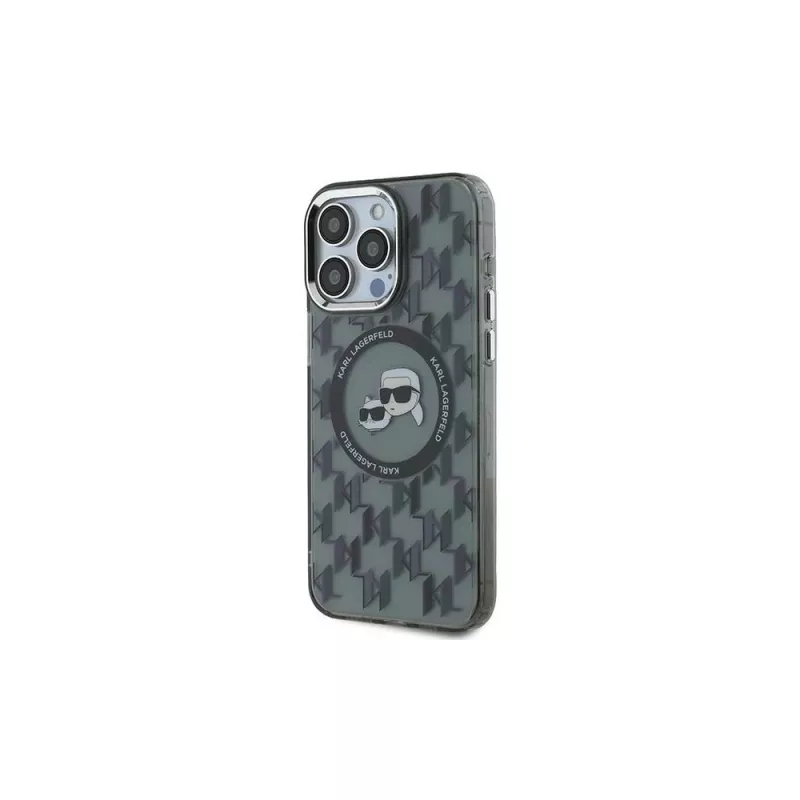 Karl Lagerfeld KLHMP15LHMCKMHK iPhone 15 Pro 6,1 inch Black IML Monogram Karl & Choupette Head MagSafe Case