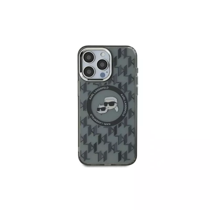 Karl Lagerfeld KLHMP15LHMCKMHK iPhone 15 Pro 6,1 inch Black IML Monogram Karl & Choupette Head MagSafe Case