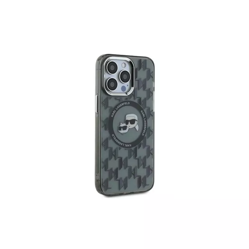 Karl Lagerfeld IML Monogram Karl & Choupette Head MagSafe Case für iPhone 15 Pro Max 6,7 inch Schwarz