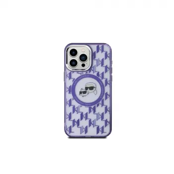 Karl Lagerfeld KLHMP15LHMCKMHU iPhone 15 Pro 6,1 inch Lila IML Monogram Karl & Choupette Head MagSafe Hülle