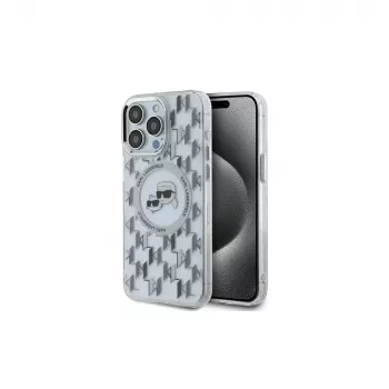 Karl Lagerfeld KLHMP15LHMCKMHT iPhone 15 Pro 6.1 Transparent IML Monogram Karl & Choupette Head MagSafe Case