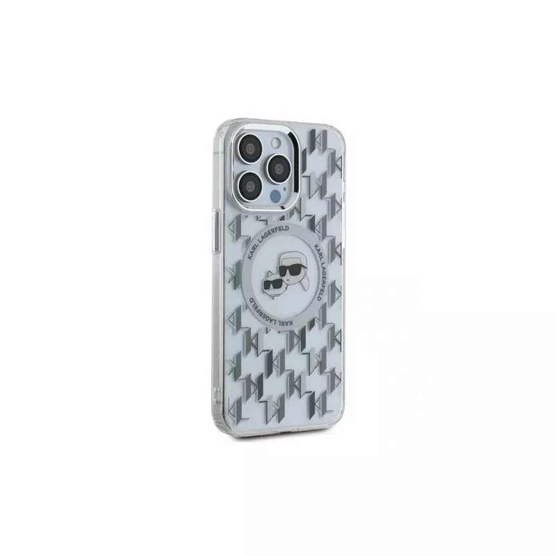 Karl Lagerfeld KLHMP15LHMCKMHT iPhone 15 Pro 6.1 Transparent IML Monogram Karl & Choupette Head MagSafe Case