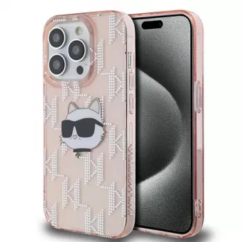 Karl Lagerfeld KLHCP14LHKLPCHP Hardcase für Apple iPhone 14 Pro 6,1 inch Pink IML Choupette Head & Monogram