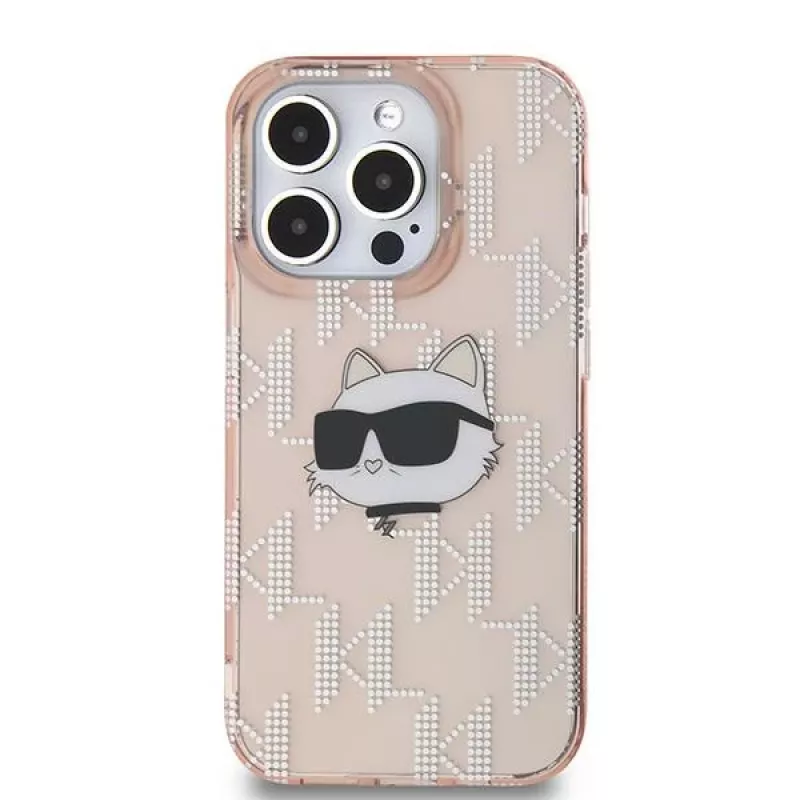 Karl Lagerfeld KLHCP14XHKLPCHP iPhone 14 Pro Max 6,7 inch Pink Hardcase IML Choupette Head & Monogram