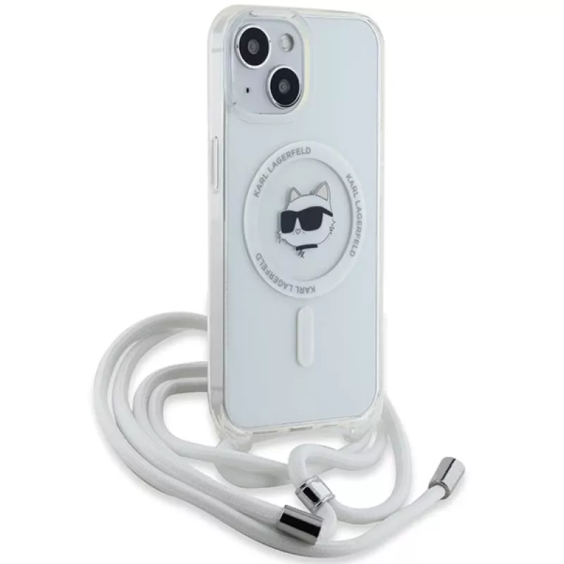 Karl Lagerfeld KLHMP13MHCCHNT iPhone 13 / 14 / 15 6.1 Hardcase Transparent IML Choupette Head & Cord Magsafe