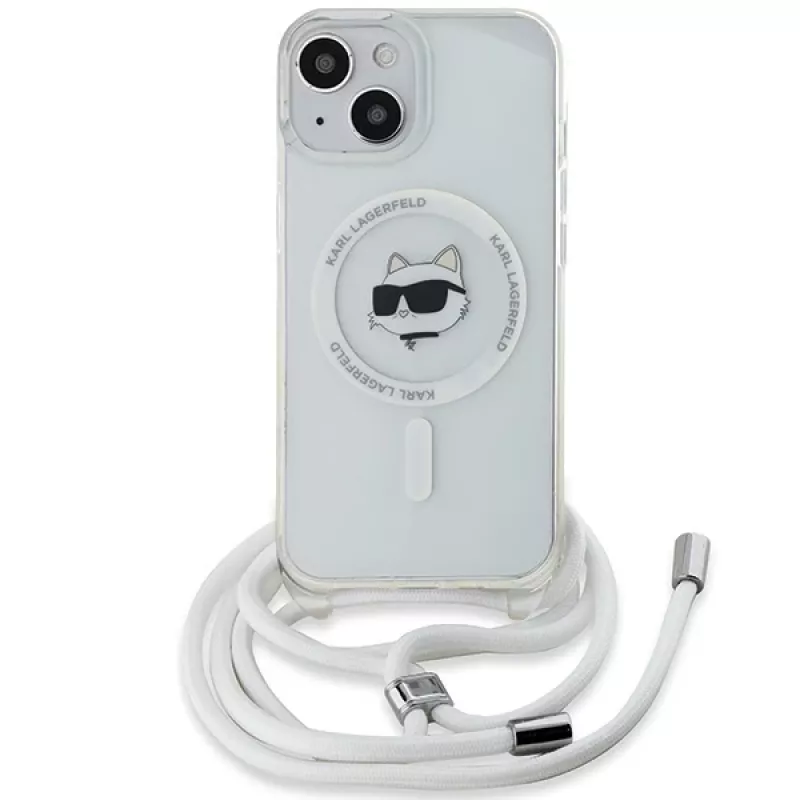 Karl Lagerfeld KLHMP14SHCCHNT iPhone 14 / 13 / 15 6.1 Hardcase Transparent IML Choupette Head & Cord Magsafe