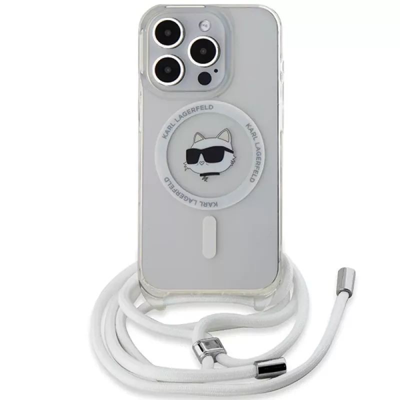 Karl Lagerfeld KLHMP15XHCCHNT Hardcase für iPhone 15 Pro Max 6,7 inch Transparent IML Choupette Head & Cord Magsafe