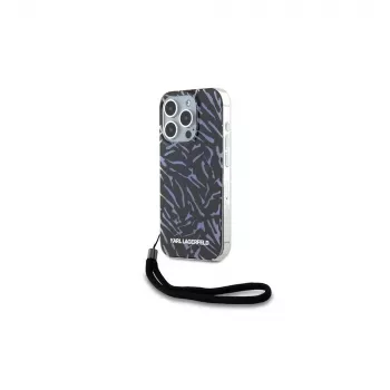 Karl Lagerfeld Zebra With Cord Rückseitenabdeckung für Apple iPhone 15 Pro Max 6,7 Lila