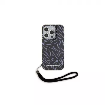 Karl Lagerfeld Zebra With Cord Rückseitenabdeckung für Apple iPhone 15 Pro Max 6,7 Lila