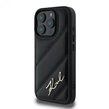 Karl Lagerfeld Quilted Signature Hard Case für iPhone 16 Pro, Schwarz