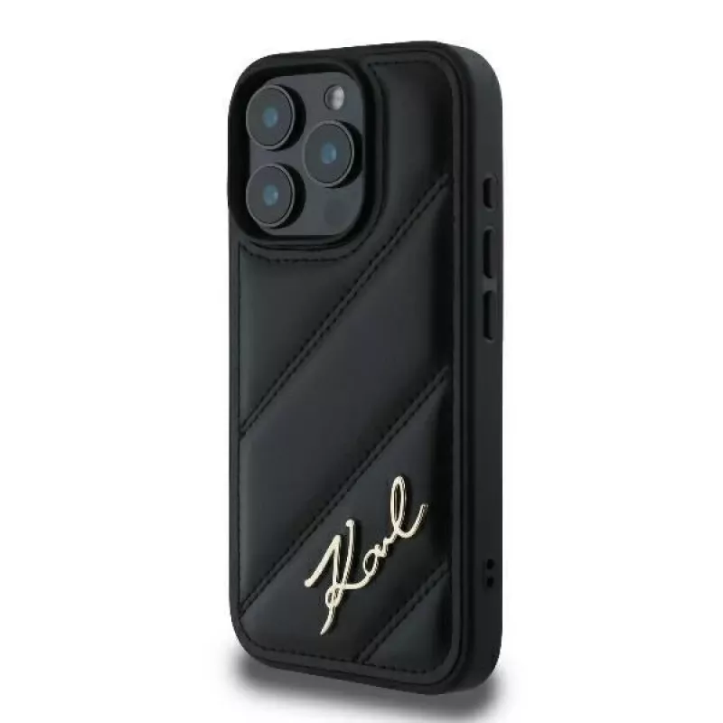 Karl Lagerfeld Quilted Signature Hard Case für iPhone 16 Pro, Schwarz