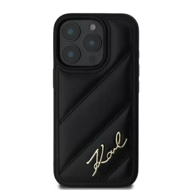 Karl Lagerfeld Quilted Signature Hard Case für iPhone 16 Pro, Schwarz