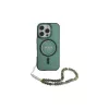 Guess IML Glitter With Pearl Strap MagSafe Case für iPhone 16 Pro Max (Grün)