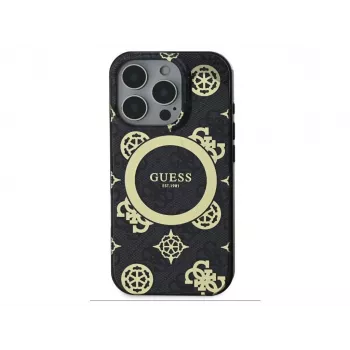 Guess GUHMP16LH4PYEEK Hardcase für Apple iPhone 16 Pro 6,3 inch Schwarz Peony On 4G Background IML MagSafe