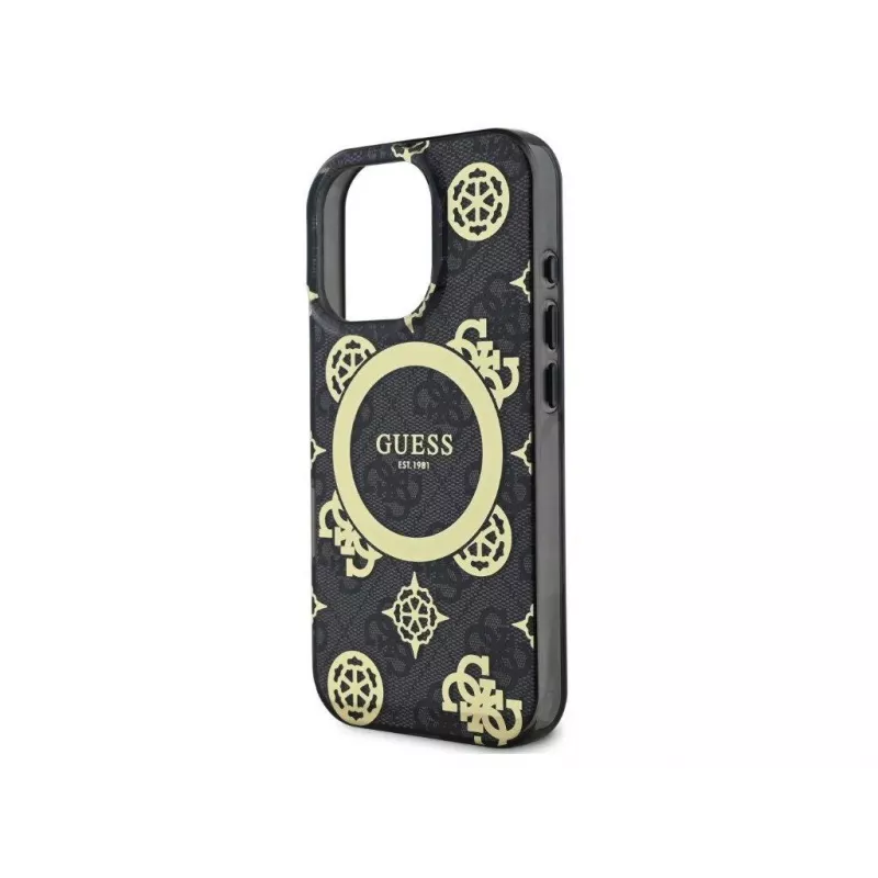 Guess GUHMP16LH4PYEEK Hardcase für Apple iPhone 16 Pro 6,3 inch Schwarz Peony On 4G Background IML MagSafe