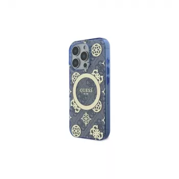 Guess GUHMP16LH4PYEEB iPhone 16 Pro 6.3 Blau Hardcase IML Peony On 4G Background MagSafe