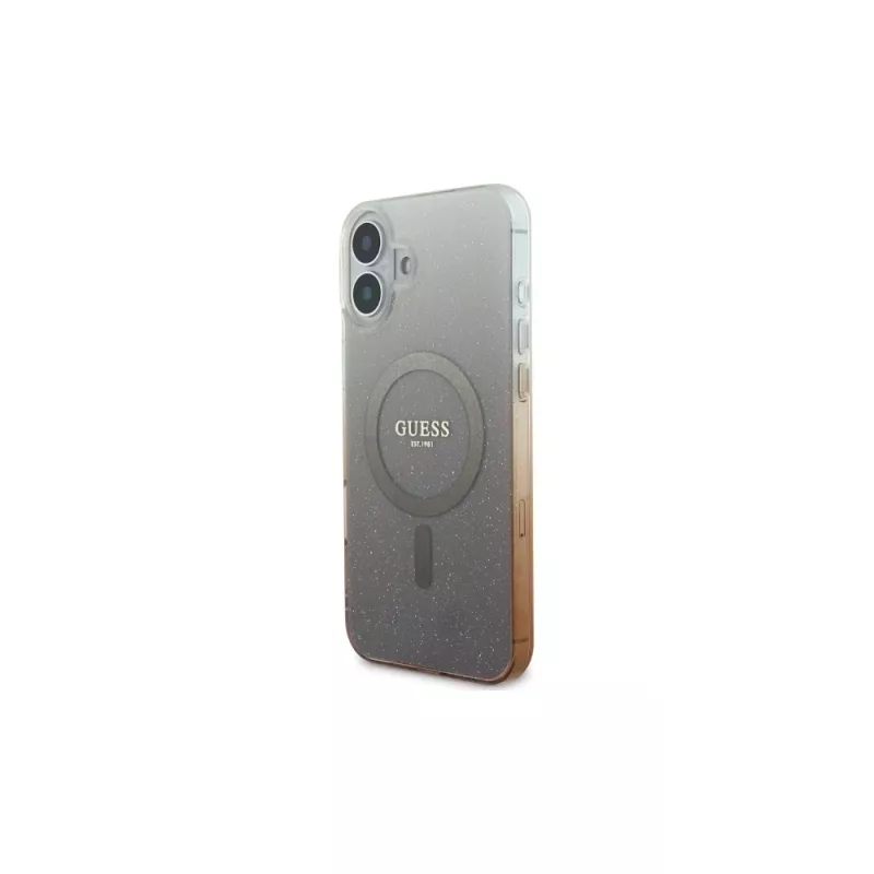 Guess IML Glitter Gradient MagSafe Case für iPhone 16 (Braun)