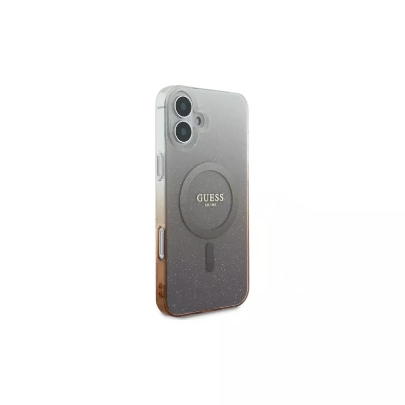 Guess IML Glitter Gradient MagSafe Case für iPhone 16 (Braun)