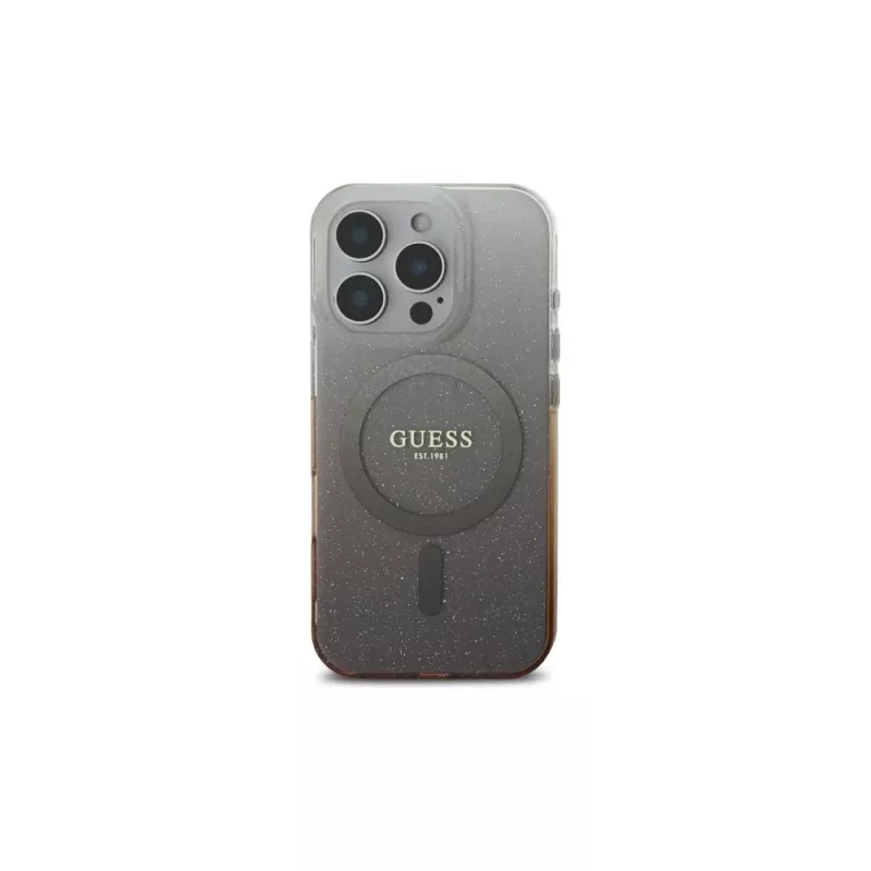 Guess IML Glitter Gradient MagSafe Case für Apple iPhone 16 Pro (Braun)