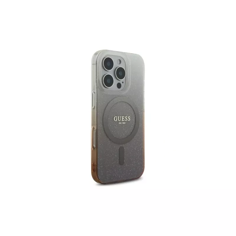 Guess IML Glitter Gradient MagSafe Case für Apple iPhone 16 Pro (Braun)