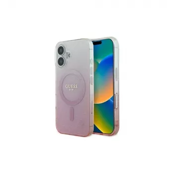 Guess IML Glitter Gradient MagSafe Case für iPhone 16 (Pink)
