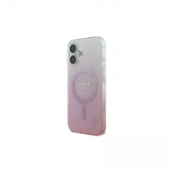 Guess IML Glitter Gradient MagSafe Case für iPhone 16 (Pink)