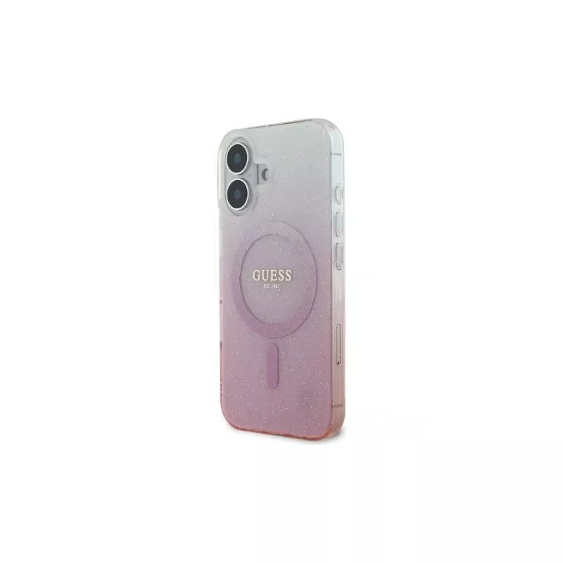 Guess IML Glitter Gradient MagSafe Case für iPhone 16 (Pink)