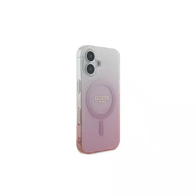 Guess IML Glitter Gradient MagSafe Case für iPhone 16 (Pink)