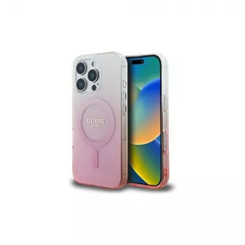 Guess IML Glitter Gradient MagSafe Case für iPhone 16 Pro (Pink)