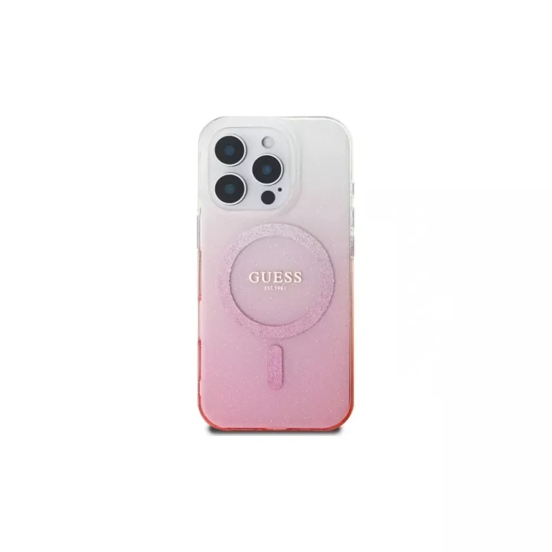 Guess IML Glitter Gradient MagSafe Case für iPhone 16 Pro (Pink)