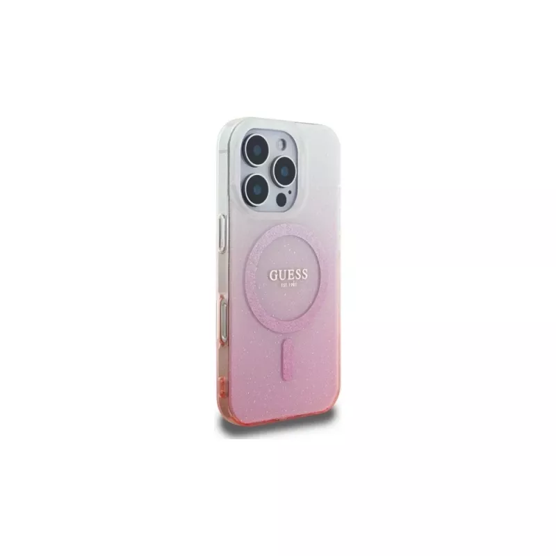 Guess IML Glitter Gradient MagSafe Case für iPhone 16 Pro (Pink)