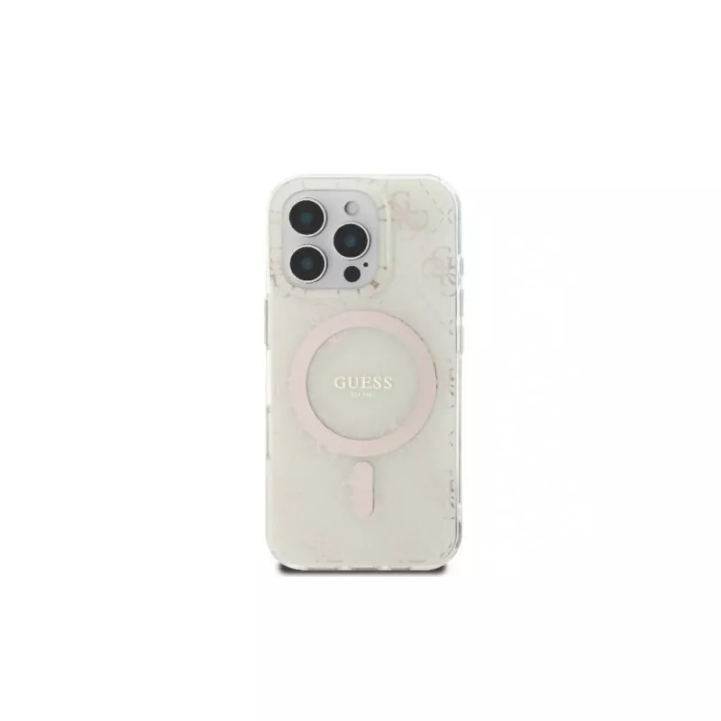Guess GUHMP16LH4DTEH iPhone 16 Pro 6,3 inch Weiße Hardcase IML 4G Background MagSafe