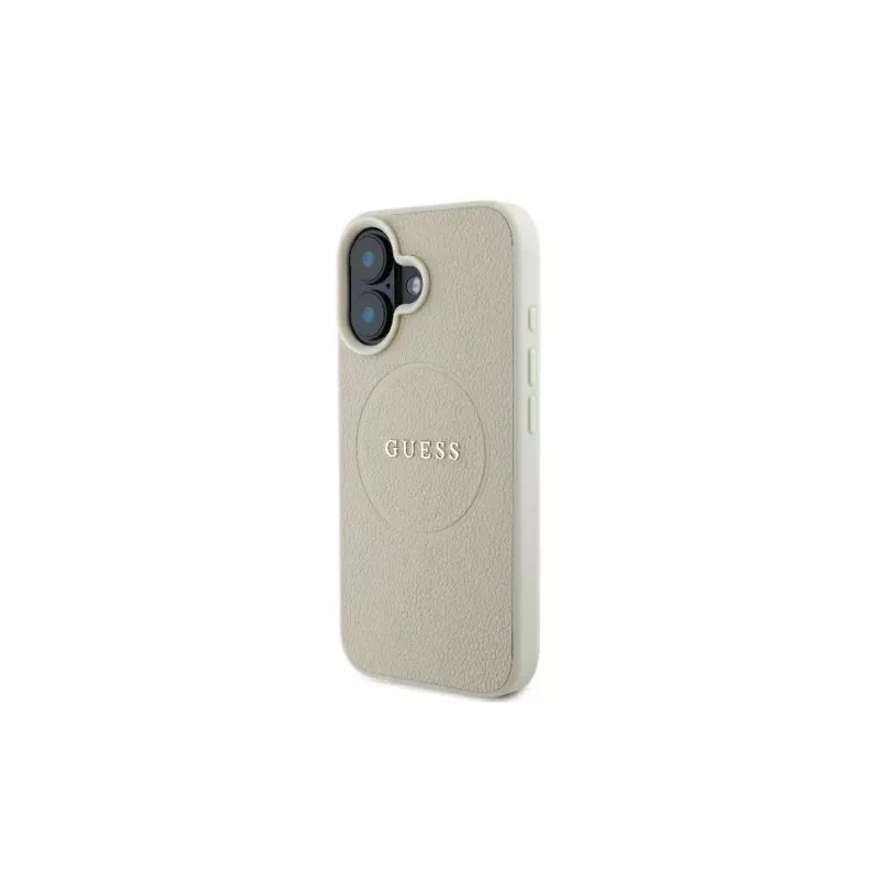 Guess GUHMP16SPGHSMME iPhone 16 Beige Hardcase Grained Ring MagSafe
