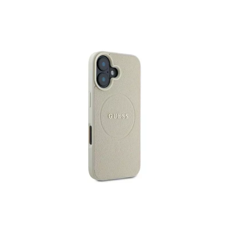 Guess GUHMP16SPGHSMME iPhone 16 Beige Hardcase Grained Ring MagSafe