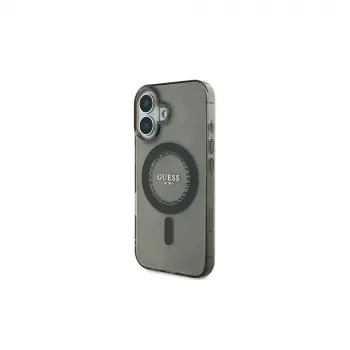 Guess IML Rhinestones MagSafe Case für iPhone 16 (Schwarz)