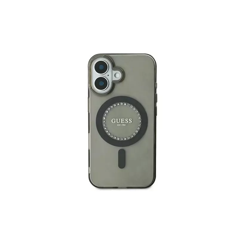 Guess IML Rhinestones MagSafe Case für iPhone 16 (Schwarz)
