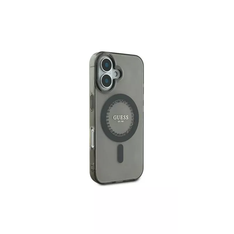 Guess IML Rhinestones MagSafe Case für iPhone 16 (Schwarz)