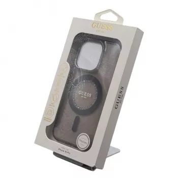 Guess GUHMP16LPFTDTEK Hard Case für Apple iPhone 16 Pro 6,3 Zoll, Schwarz, IML Strasssteine, MagSafe