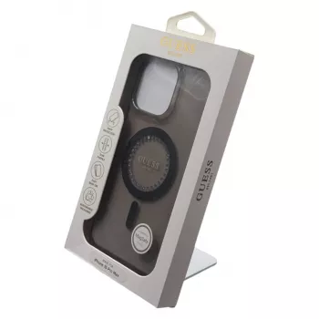 Guess IML Rhinestones MagSafe Case für iPhone 16 Pro Max (Schwarz)