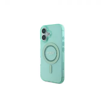 Guess GUHMP16SPFTDTEN iPhone 16 6,1 inch Green Hardcase IML Rhinestones MagSafe