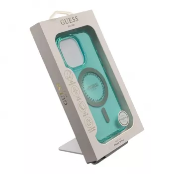 Guess GUHMP16LPFTDTEN iPhone 16 Pro 6,3 inch Hardcase IML Rhinestones MagSafe Grün