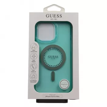 Guess IML Rhinestones MagSafe Case für iPhone 16 Pro Max (Grün)