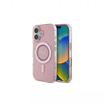 Guess IML Rhinestones MagSafe Case für iPhone 16 (Pink)
