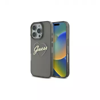 Guess GUHCP16LHCHGSPK Hard Case für Apple iPhone 16 Pro 6,3 inch Schwarz IML Heart